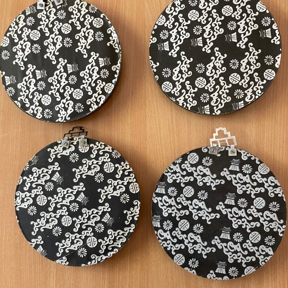 Set of 4 Chinese wall plaque 4 seasons faux Jade Coral Round decorative floral - Picture 7 of 7